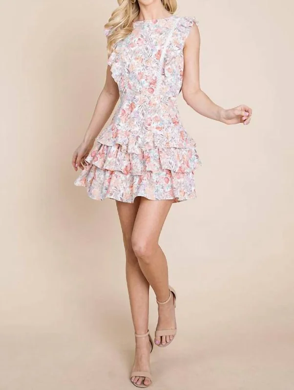 Charmingly Chic Dress In Peach Floral