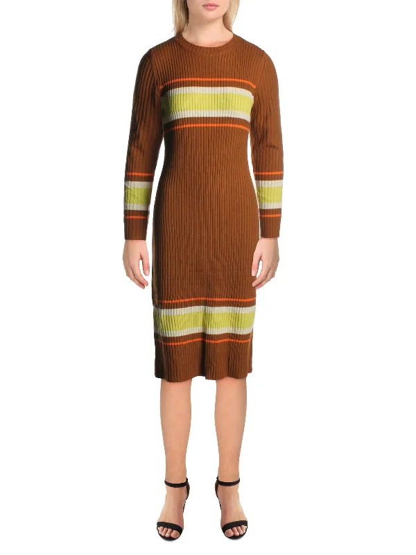 Womens Ribbed Midi Sweaterdress