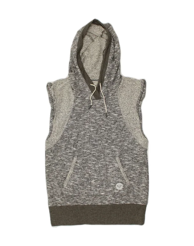 ROXY Womens Sleeveless Hoodie Jumper UK 6 XS Grey Cotton