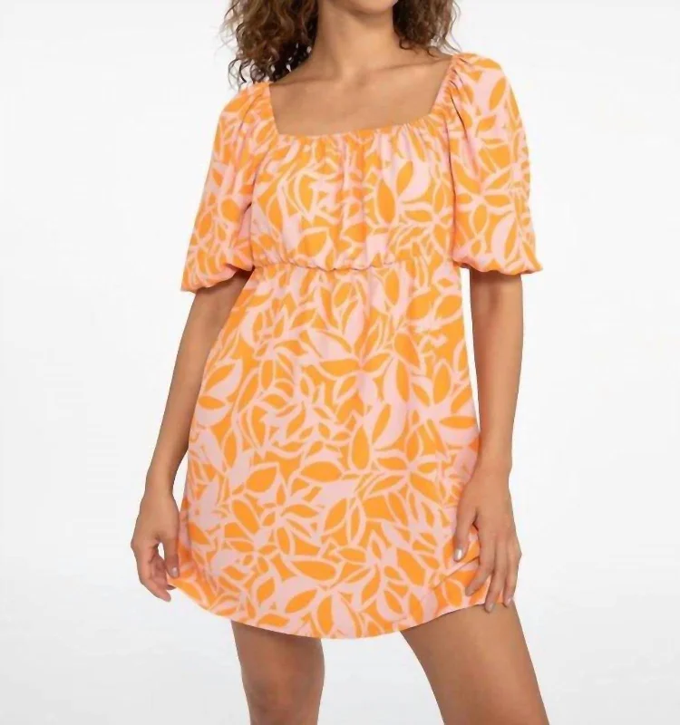 Daisy Open Back Dress In Orange