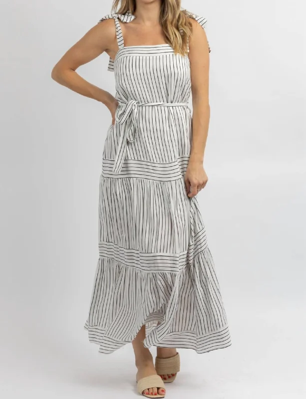 Coastline Tie Belt Maxi Dress In White