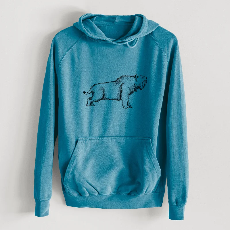 Saber-toothed Tiger - Smilodon  - Mid-Weight Unisex Vintage 100% Cotton Hoodie