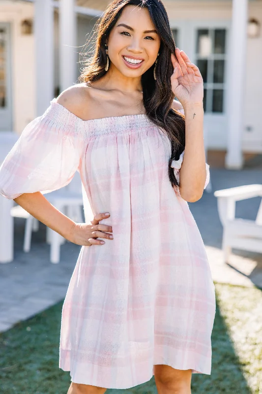 Feeling So Special Pink Plaid Babydoll Dress