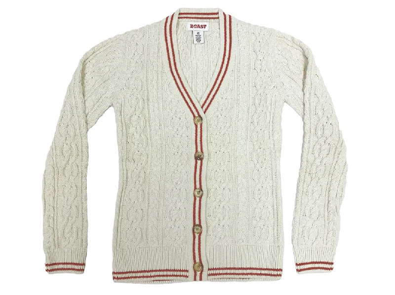 BOAST Women's Ivory Tipped V-Neck Cardigan Sweater $175 NEW