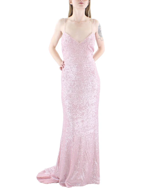 Womens Mermaid Sequined Evening Dress