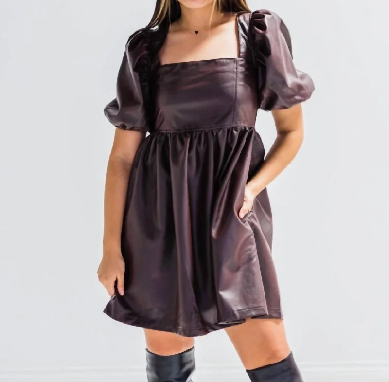 Bet On You Leather Dress In Brown