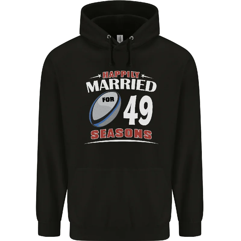 49 Year Wedding Anniversary 49th Rugby Mens 80% Cotton Hoodie