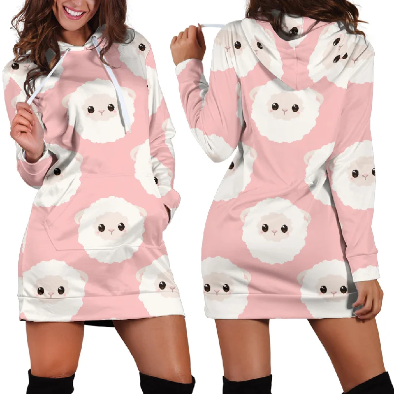 Cute Sheep Pattern Women'S Hoodie Dress