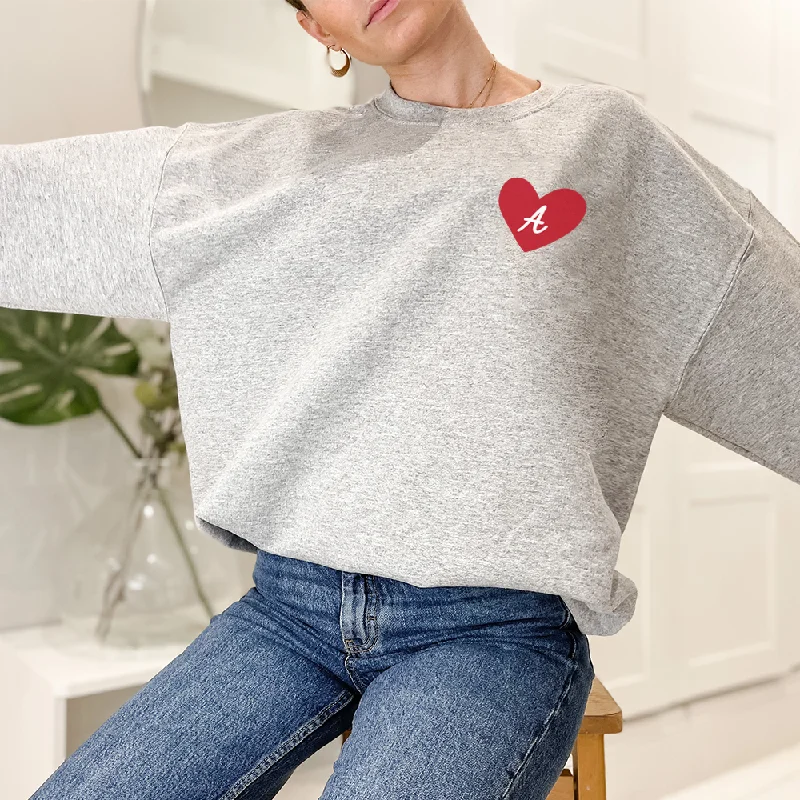 Personalised Heart Initial Women's Pocket Logo Sweatshirt