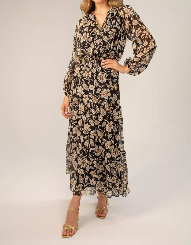 Sophie Maxi Dress In Black/bronze