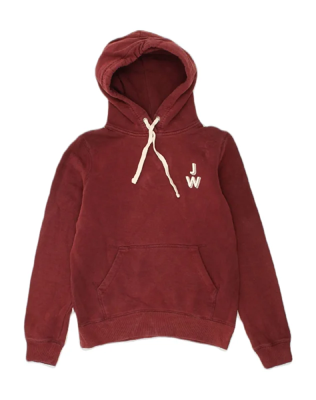 JACK WILLS Womens Loose Fit Graphic Hoodie Jumper UK10 Small Burgundy