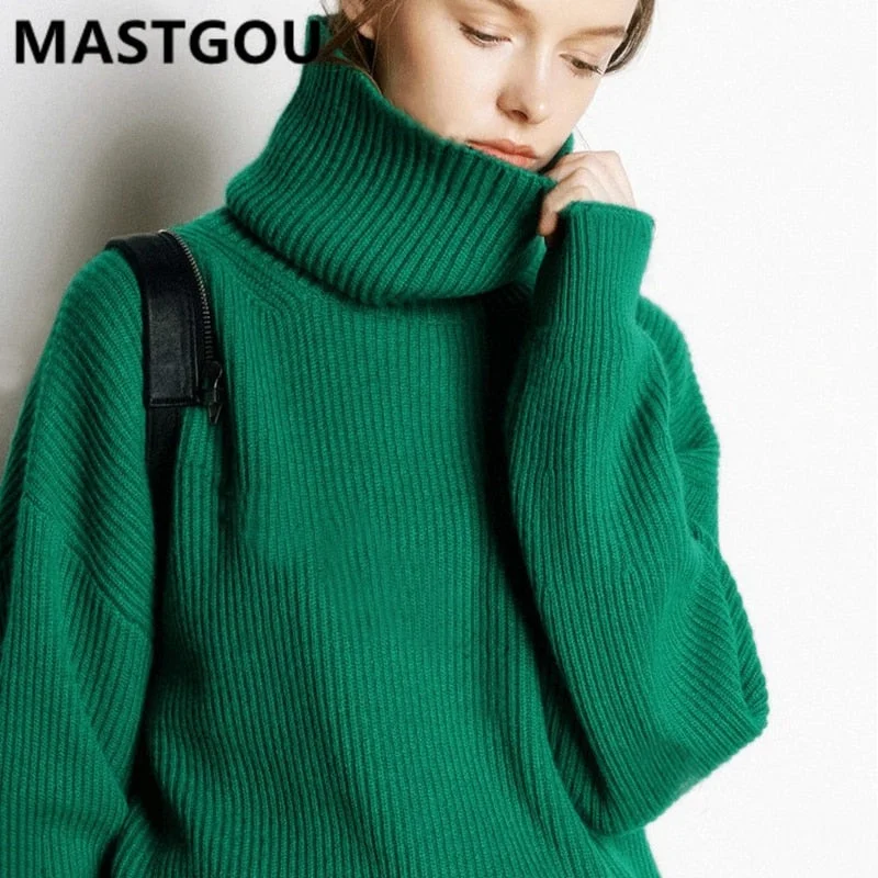 Wool Women's Sweater Autumn Winter Warm Turtlenecks Casual