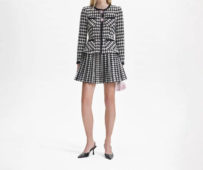 Boucle Mini Jacket Dress In Black Check