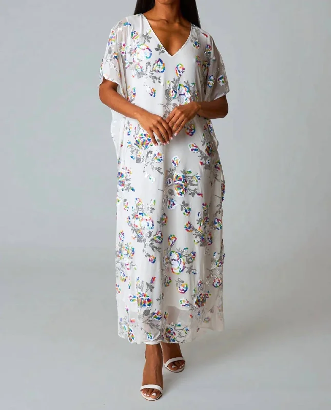 Color Me Caftan Dress In White Sangria