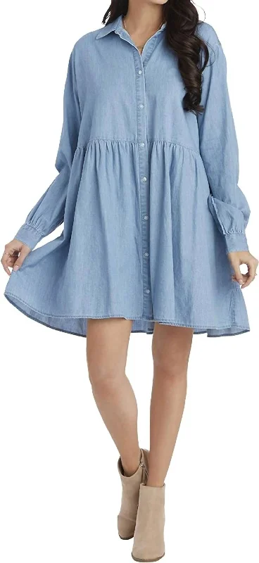 Selena Tiered Dress In Blue