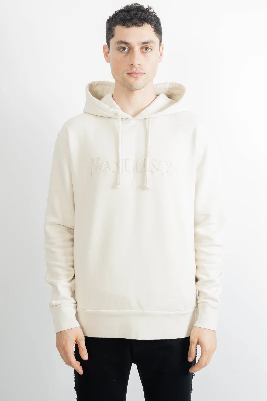 JW Anderson Women Embroidered Logo Hoodie Beige