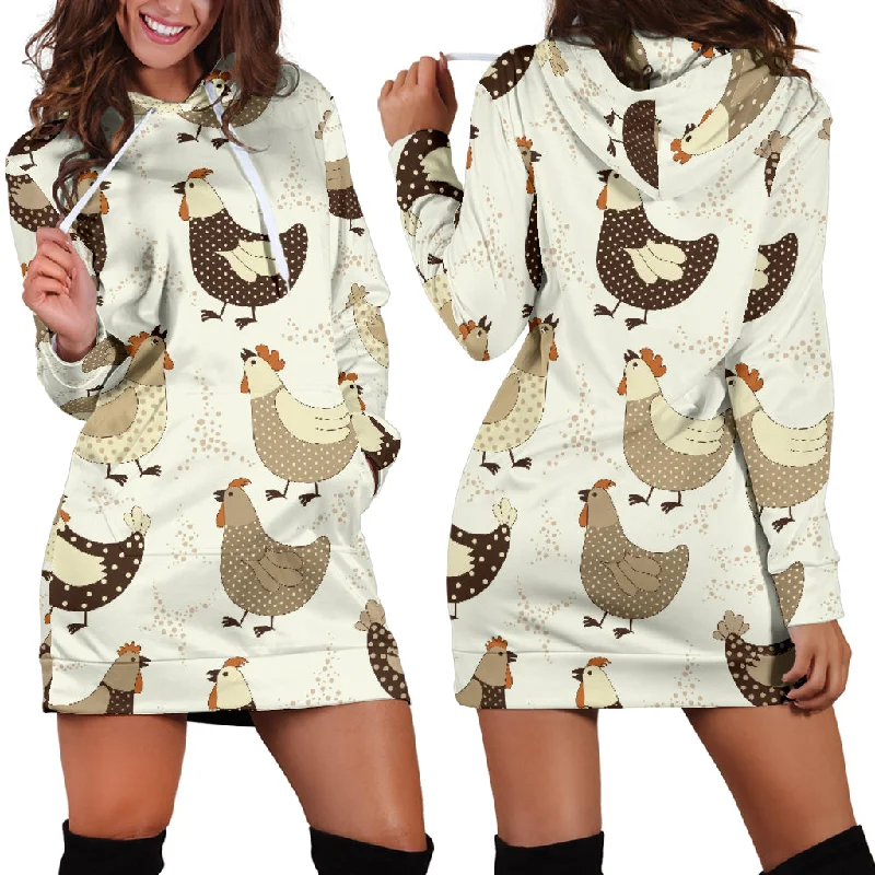 Cute Rooster Chicken Cock Women'S Hoodie Dress