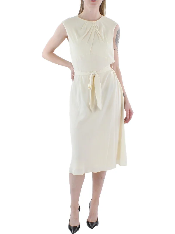 Womens Cap Sleeve Below Knee Midi Dress