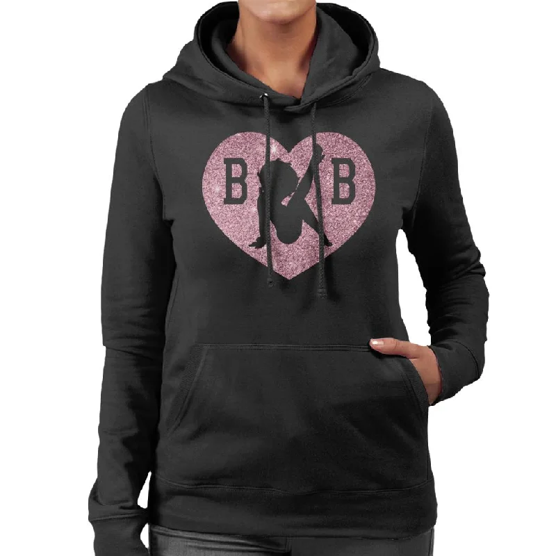 Betty Boop B B Love Heart Silhouette Pink Glitter Women's Hooded Sweatshirt