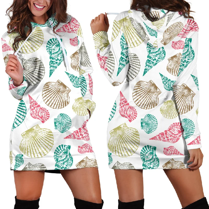 Colorful Shell Pattern Women'S Hoodie Dress