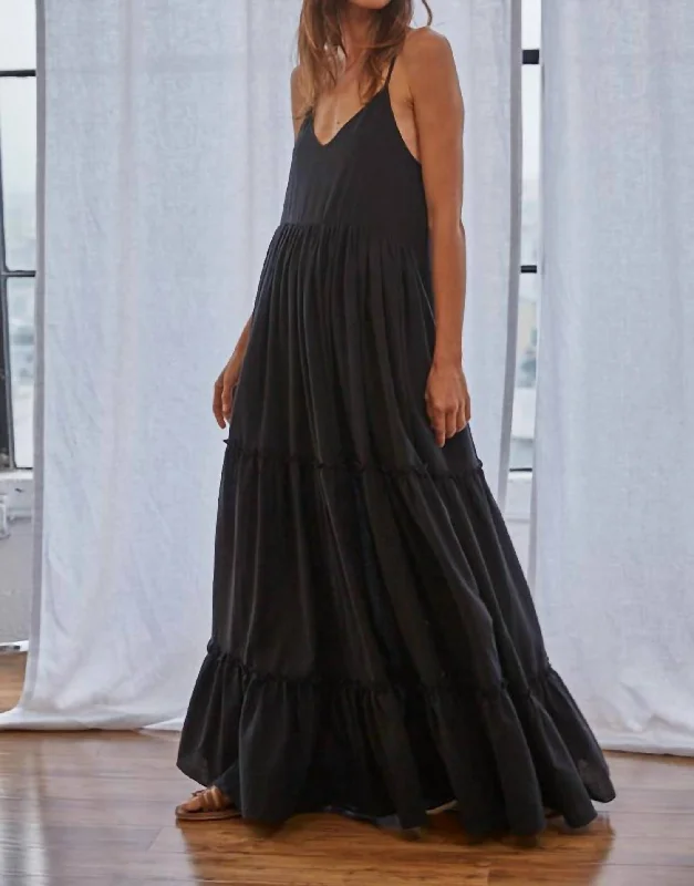 Gauze Maxi Dress In Black