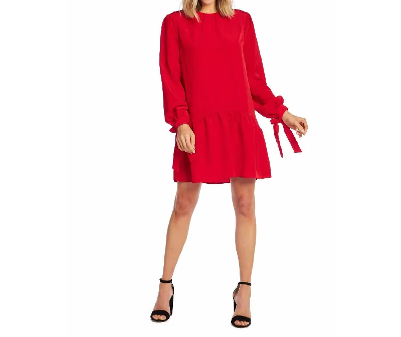 Merritt Flounce Dress In Red