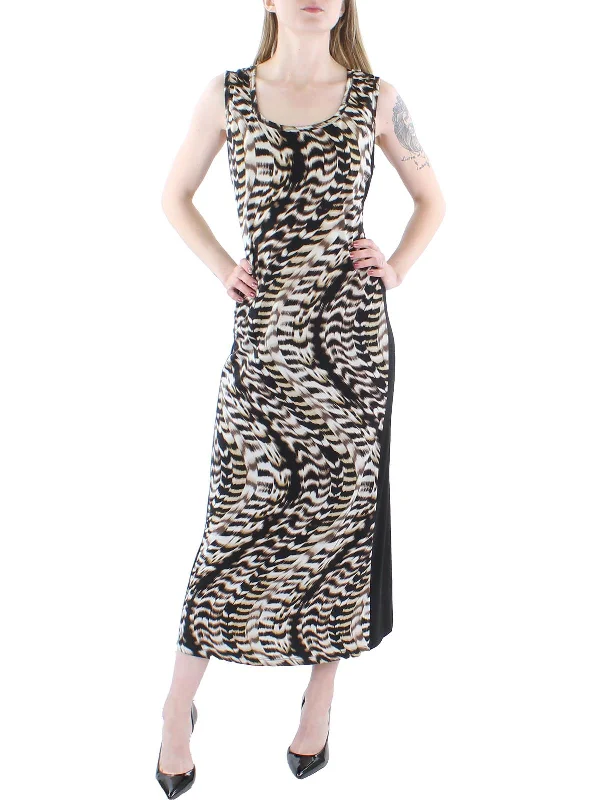 Plus Womens Animal Print Wear to Work Midi Dress