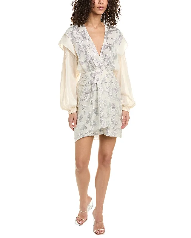 IRO Surplice Silk & Linen-Blend Mini Dress