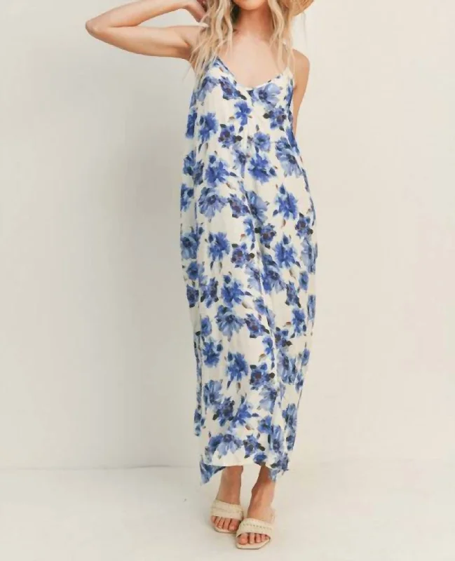 Arabella Floral Maxi Dress In Cobalt