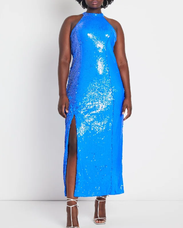 Don’t Miss Out Nancy Sequin Maxi Dress | Princess Blue