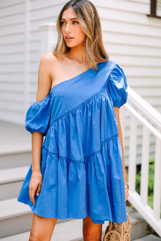 Find Your Way Royal Blue One Shoulder Dress