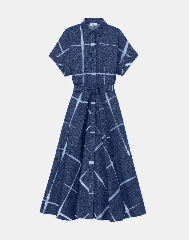 Shibori Organic Cotton Chambray Shirtdress