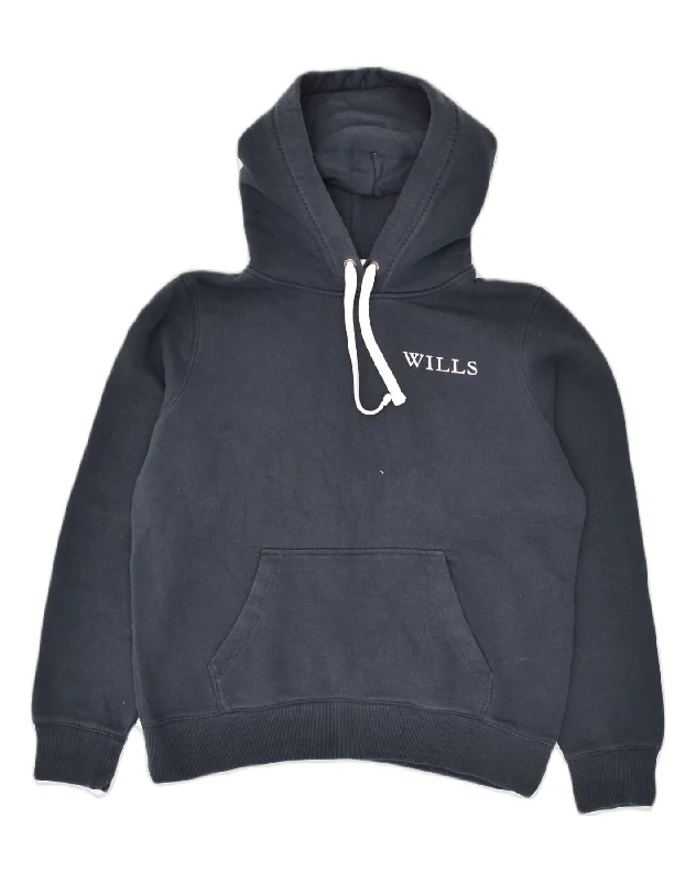 JACK WILLS Womens Hoodie Jumper UK 12 Medium  Navy Blue Cotton