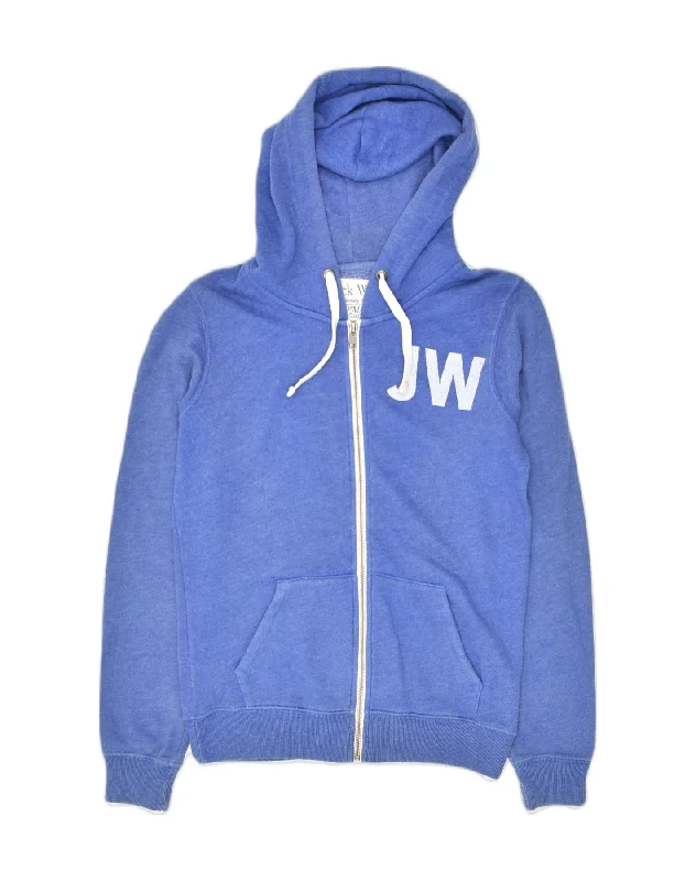 JACK WILLS Womens Loose Fit Graphic Zip Hoodie Sweater UK 8 Small  Blue