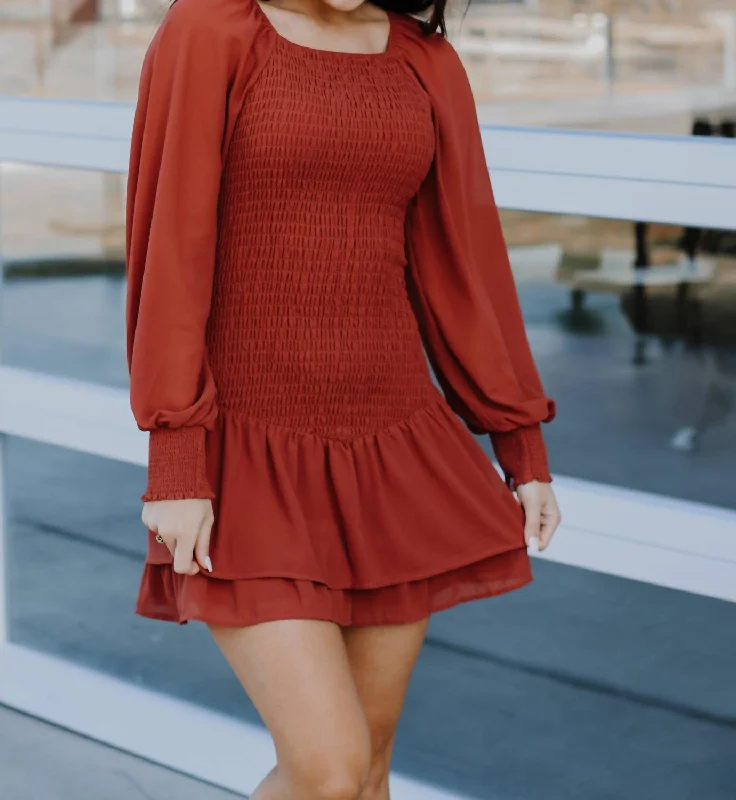 Casual Conversations Dress In Brick