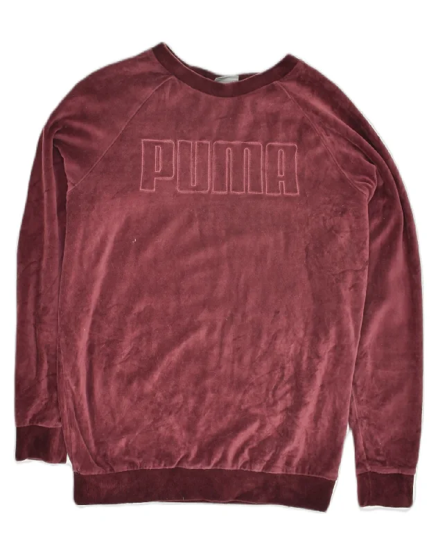 PUMA Womens Oversized Graphic Sweatshirt Jumper UK 8 Small Burgundy