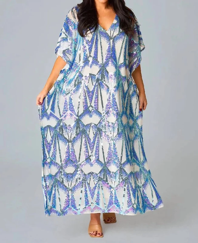 Atlas Sequin Caftan Maxi Dress In Queen Of The Sea