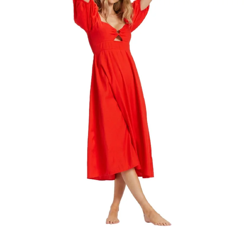 Lovers Lane Dress In Rad Red