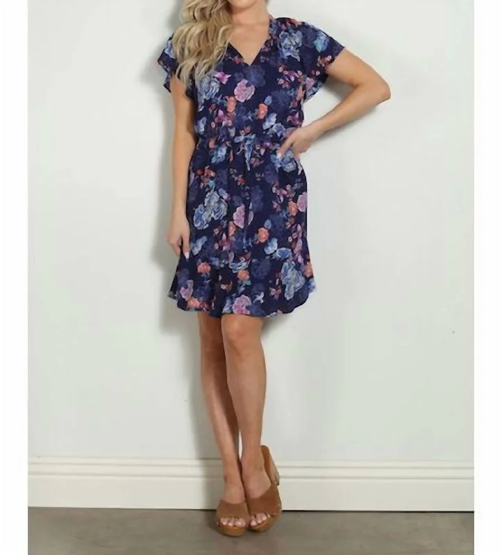 Jessica Ruffle Dress In Blue