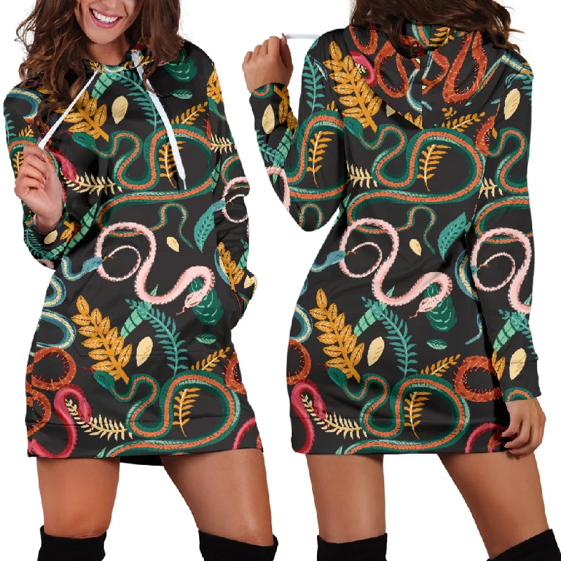 Colorful Snake Plant Pattern Women'S Hoodie Dress