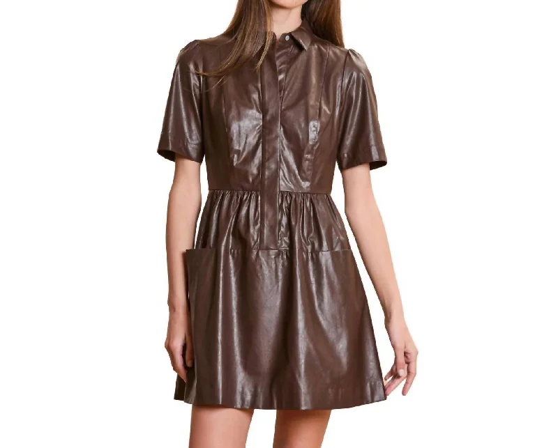 Mitzi Pleather Dress In Coffee