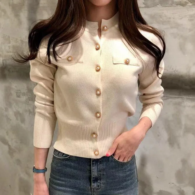 Fashion Women Cardigan Sweater Spring Knitted Long Sleeve Short Coat