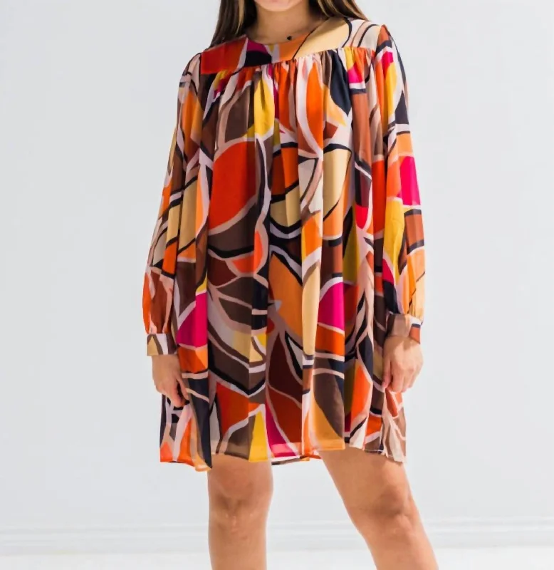 Veil Print Dress In Bomb Fire