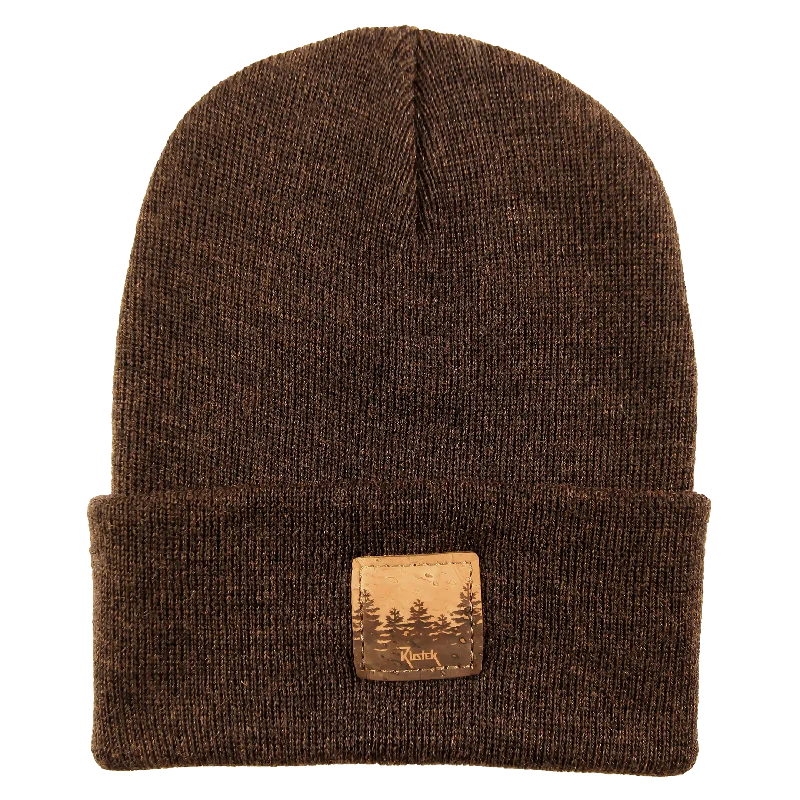 Treeline 100% Merino Watch Cap w/ Cork Leather Tag - Brown