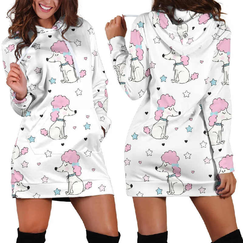 Cute Poodle Dog Star Pattern Women'S Hoodie Dress