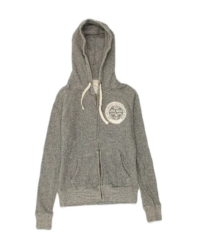 JACK WILLS Womens Zip Hoodie Sweater UK 8 Small  Grey Cotton