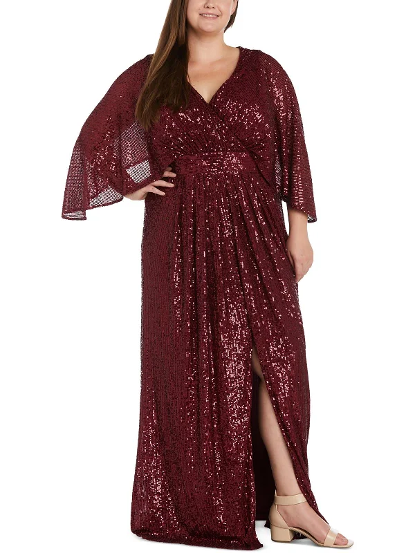 Plus Womens Sequined Long Evening Dress