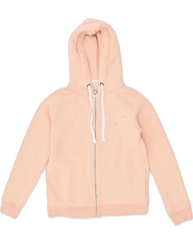 JACK WILLS Womens Zip Hoodie Sweater UK 6 XS  Orange Cotton