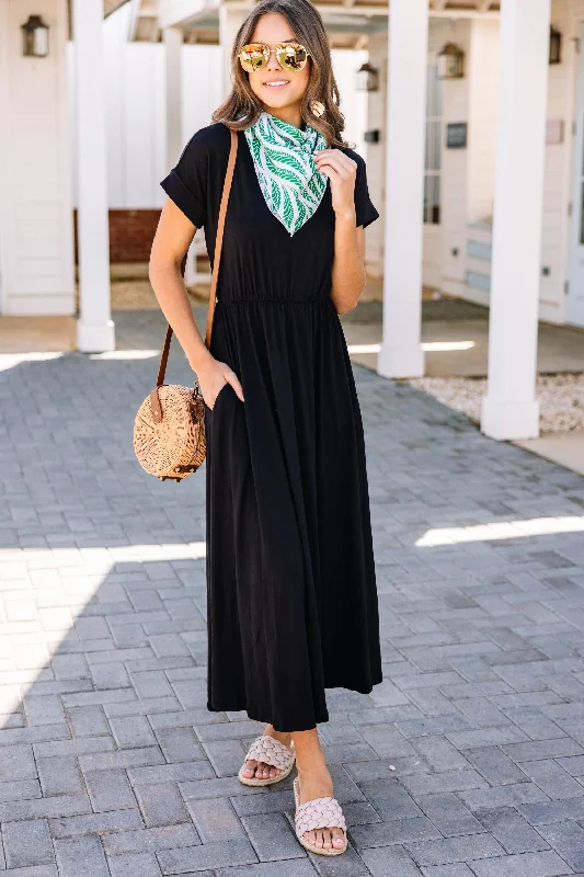 Hold On Tight Black Tied Back Maxi Dress