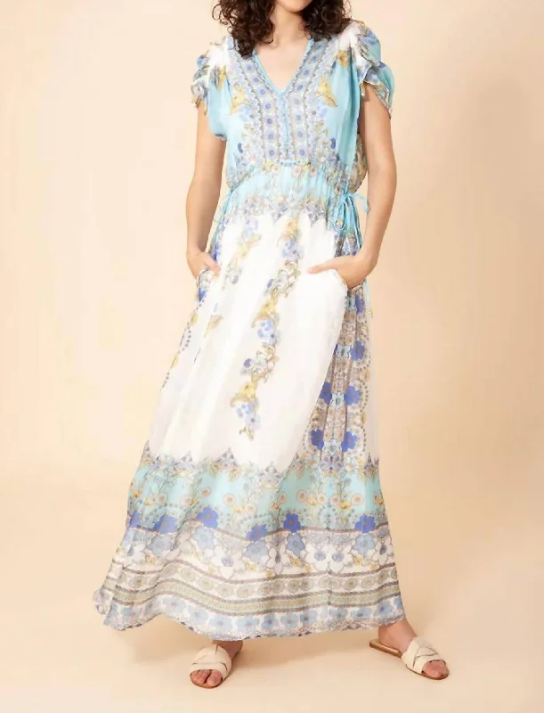 Avant Chiffon Maxi Dress In Blue